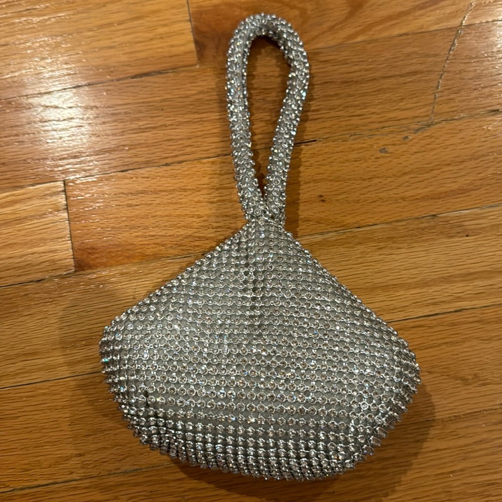 Dazzling silver rhinestone clutch purse mini bag